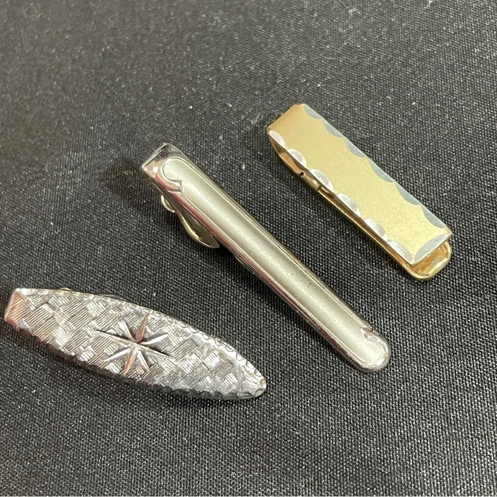 Elegant Silver and Gold Tie Clips Set